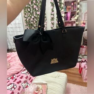 JUICY COUTURE 100% SAFFIANO LEATHER BLACK TOTE SHOULDER BAG PURSE